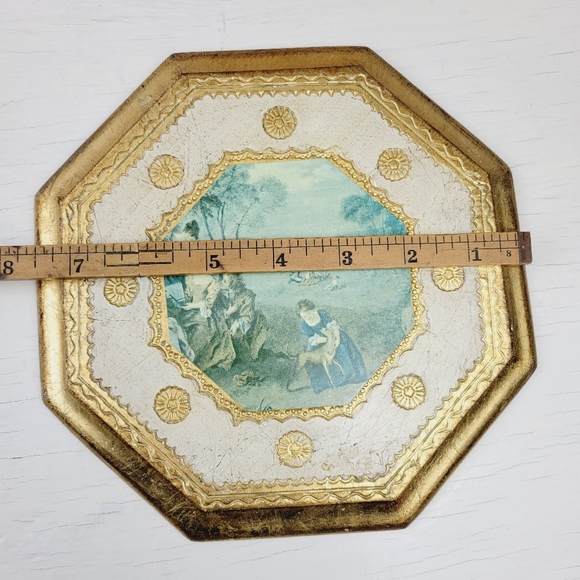 Vintage Italian Wall Art Wood Plaques Florentine Toleware Tole Art Gold Gilt - Picture 15 of 16